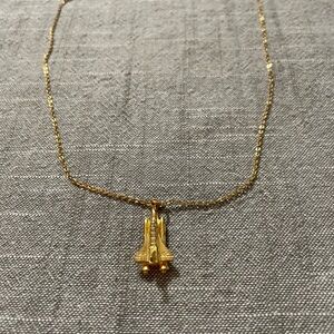 Gold Space Shuttle Pendant Necklace